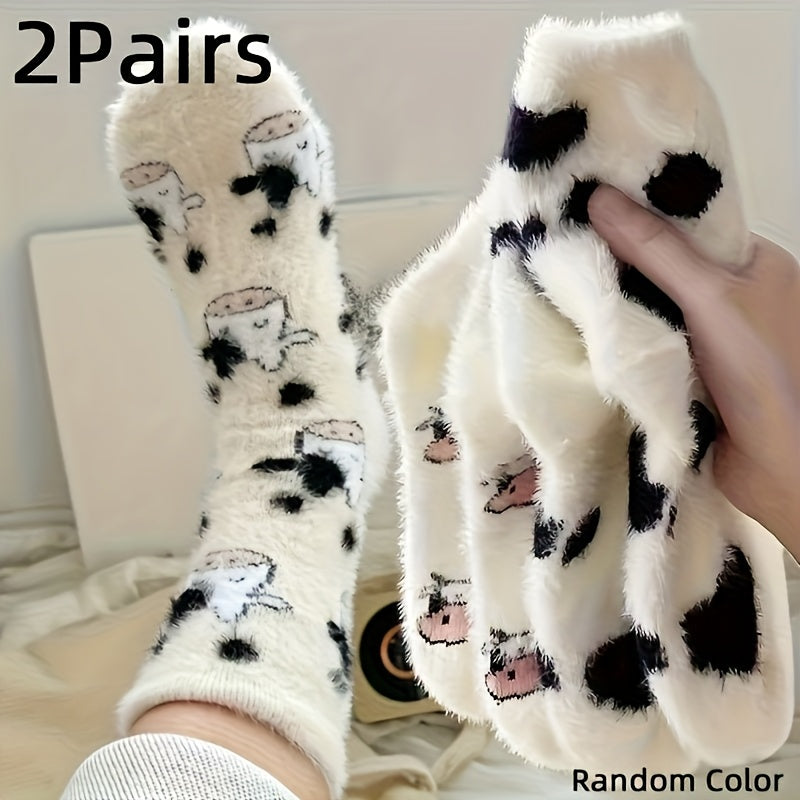 2 Pairs Cozy Fleece-Lined Winter Socks