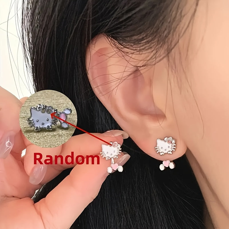 Sanrio Hello Kitty Women's Earrings - Cute Alloy Stud Earrings with Pink Bow & Accents, Lightweight Durable Jewelry for Parties, Gifts, Casual Attire