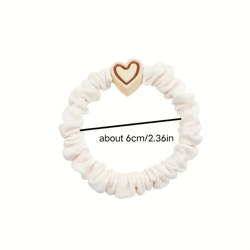 10pcs Cute Coffee Color Love Pendent Hair Rope | Elastic Rubber Hair Bands Hair Ties Bowknot Hair Accessories for Women