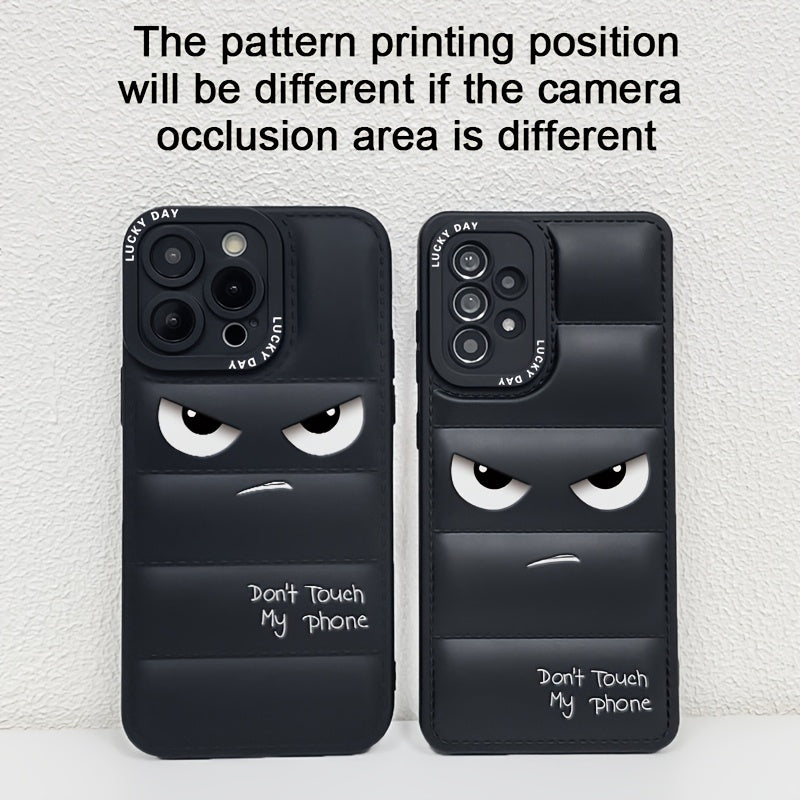 A Soft Rubber Anti-Slip Down Jacket Style Phone Case with Anime Pattern Printing, Suitable for Apple Series 11, 12, 13, 14, 15, 16 Pro Max, Samsung Series A05, A15, A25, A35, A55, S23, S24 Ultra, And Redmi Series 9 Note, 10 N