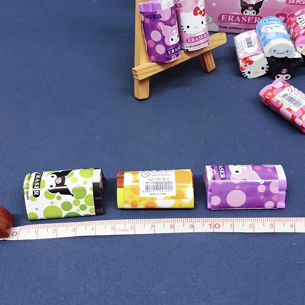 6pcs Licensed for kuromi for cinnamoroll Cartoon Erasers, Fun Erasers, as Prizes Stationery Gift