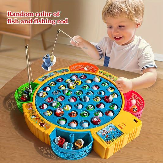 15/24 Fish Fun Electric Fishing Toy, Rotating Fishing Plate, Set of Fishing Toys, Children's Fishing Toys, Music Rotating Fishing Plate Set, Children's Desktop Competition Toy, Birthday and Thanksgiving Gifts, Best Gift for B