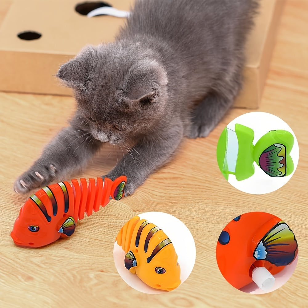 360° Swinging Cartoon Fish Wind-Up Toy for Cats