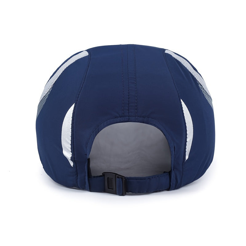 [Quick-Dry Sport Cap Sun Protection] 1 EDIKO Quick-Dry Sport Cap, Adjustable, Breathable Mesh Back, Sun Protection Hat for Outdoor Activities, Camping & Hiking - Navy Blue with Gray Accents, Hiking Accessories