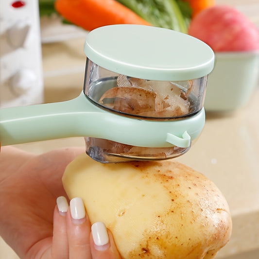 1pc Multi-Functional Peeler with Storage Bucket - Durable Plastic, Manual Operation, for Fruits & Vegetables, Kitchen Gadget, Food Prep Tool, Non-Electric, for Home Cooking / Food Preparation / Chefs & Home Cooks
