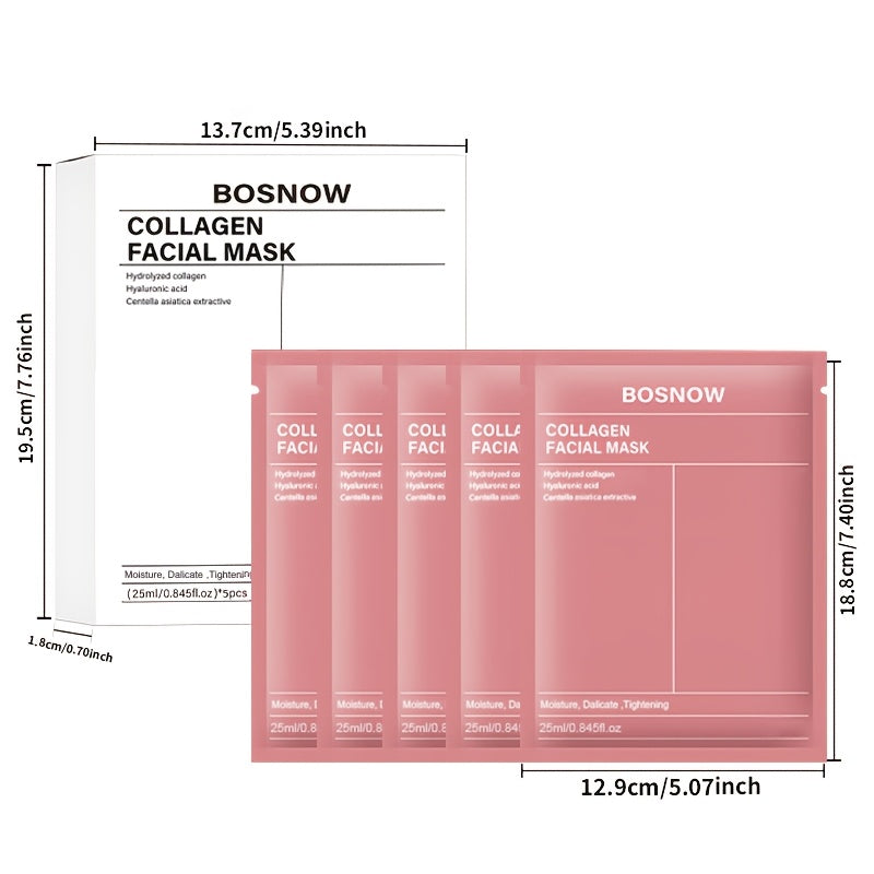 5pcs collagen white mask, moisturizing and moisturizing, keep the Light Beige hydrated and full, firm the Light Beige, make the Light Beige more firm and smooth, make the Light Beige look more beautiful and shiny