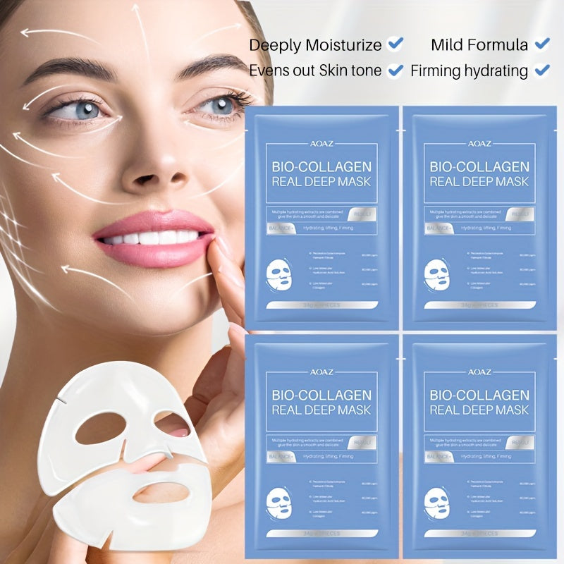 4pcs Bio-Collagen Real Deep Mask Pack Hydrating & Firming Facial .