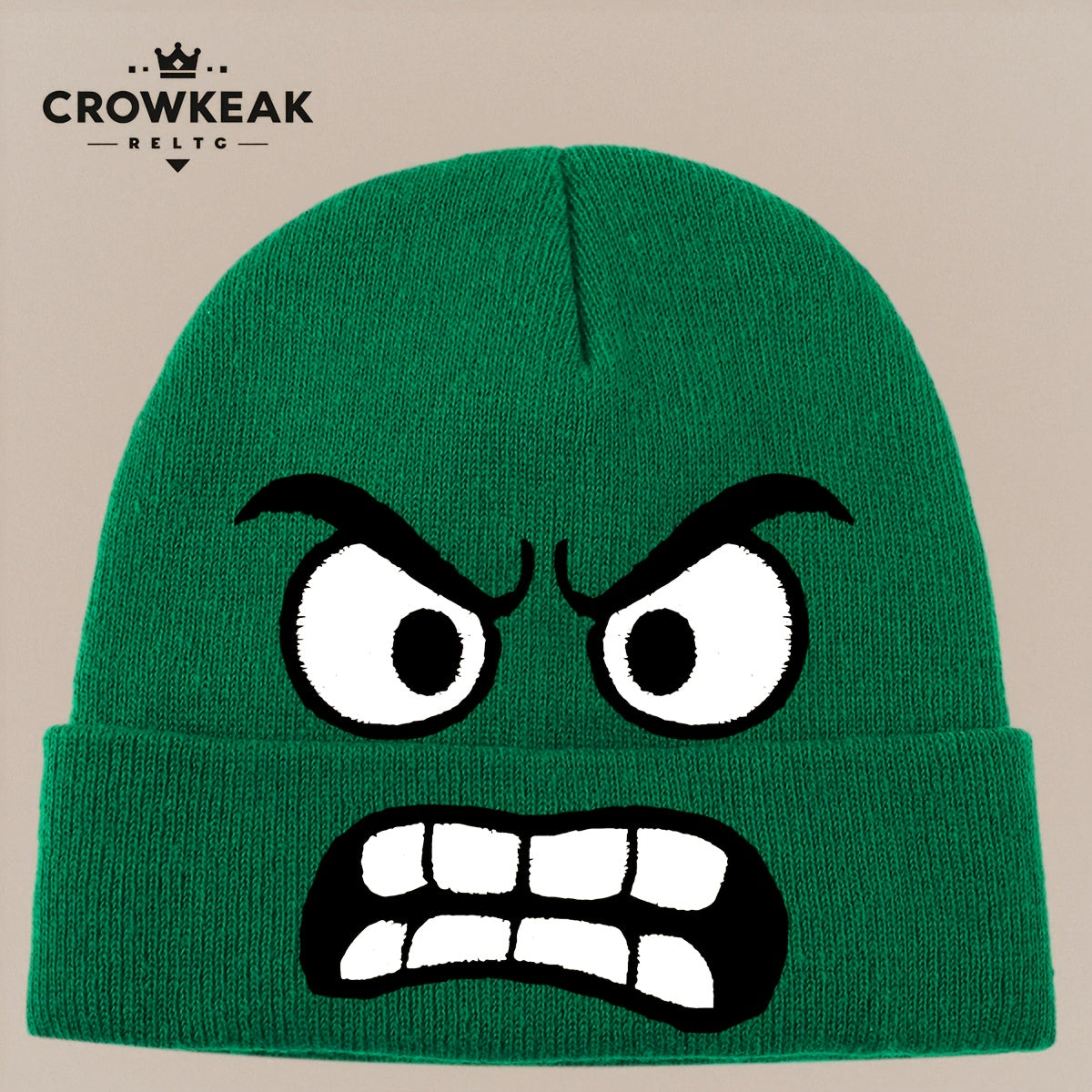 Angry Face Print Winter Hat