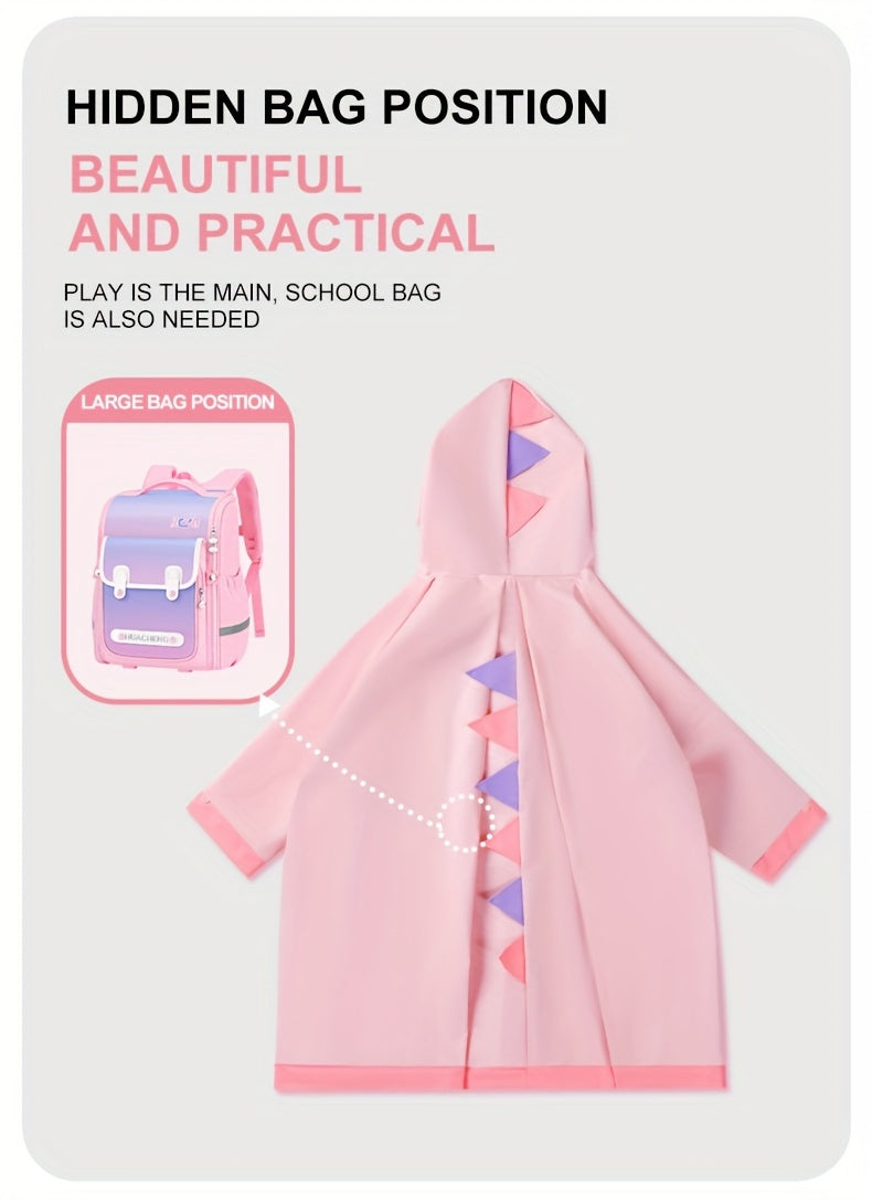 Kids' Soft and Comfortable Outdoor Thickened Raincoat for Boys and Girls -6 Years, Cute EVA Lightweight Rain Cape with 3D Tail Spikes