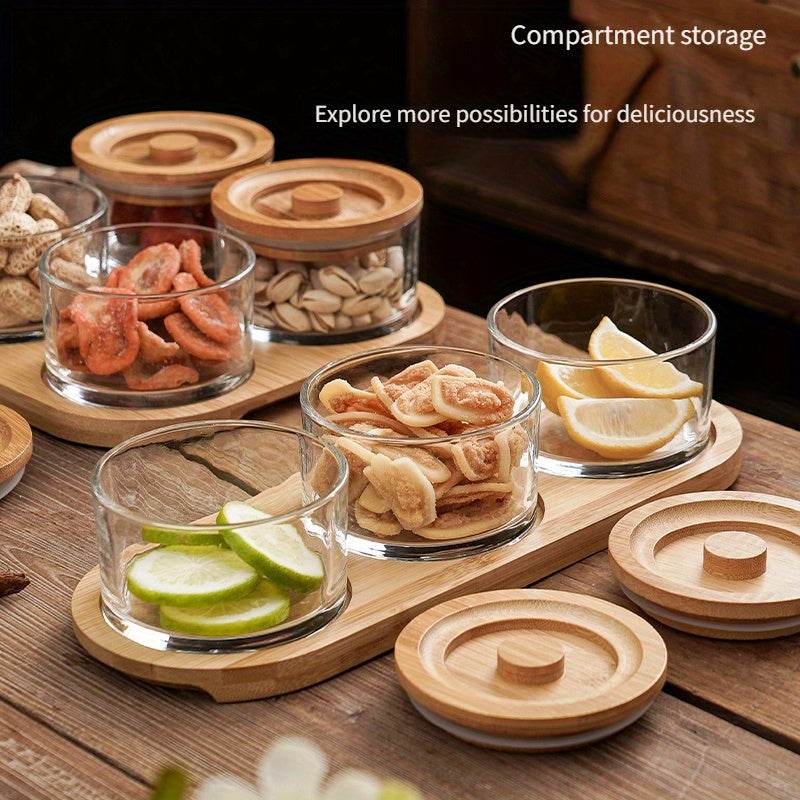 A Compartmentalized Fruit Platter with a Lid for Snacks, Nuts, And Tea Storage,