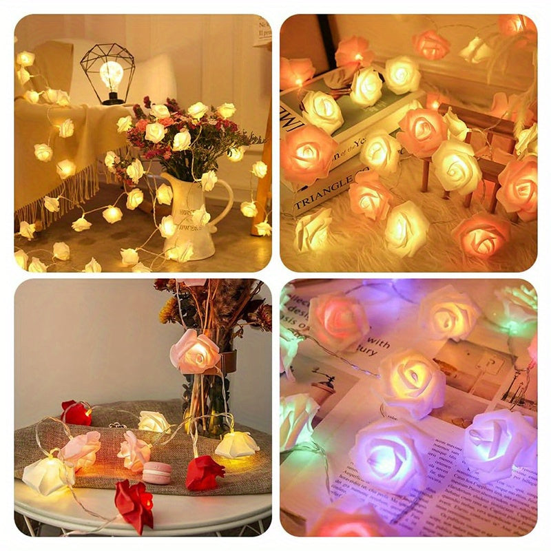 20-LED Battery Powered Fairy Lights - Enchanting LED Rose Garland String for Parties, Gardens, Christmas & Weddings - 4.92ft / 59.1Inch, 19.69ft / 236.2Inch, No Batteries Included
