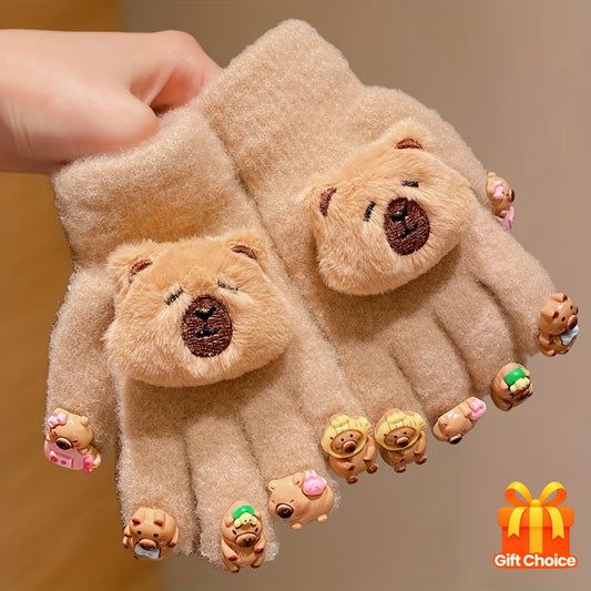 2/4pcs Full-Finger Capybara Gloves