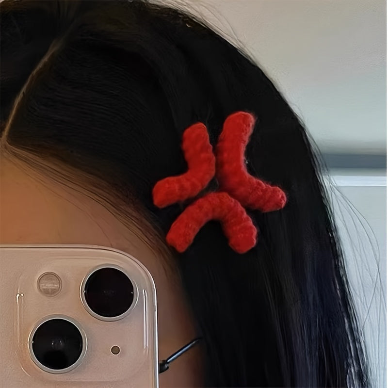 Cute Plush Angry Expression Hair Clip - Fun Cartoon Duckbill Barrette for Women, Solid Color, Simple & Chic